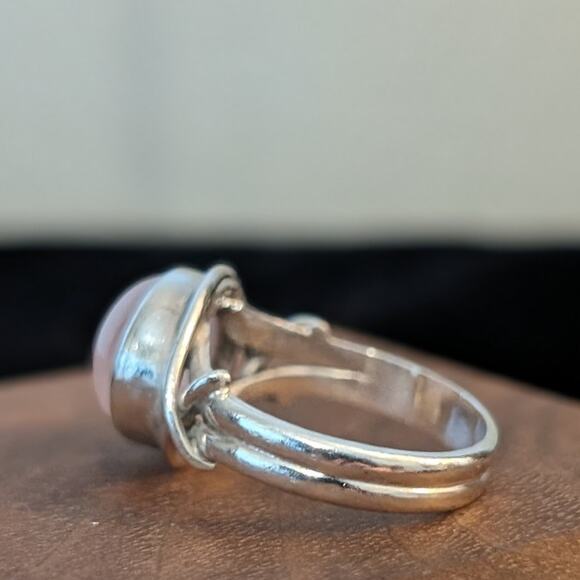 Pink Cabochon Stone 925 Sterling Silver Ring Size 5.75 - Picture 2 of 7